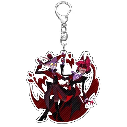 SUJEBRAN Hazbins Alastor Hotels Figures Schlüsselanhänger Anime Figur Niedliche Keychain Tasche Car Key Accessories (7) von SUJEBRAN