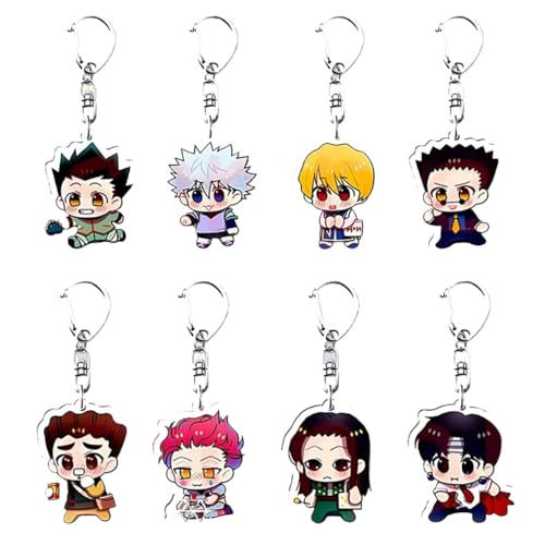 SUJEBRAN Hunterxhunter Figures Long Schlüsselanhänger Gon and KilluaZoldyck Cosplay Keychain Tasche Car Key Charms 8 Set von SUJEBRAN