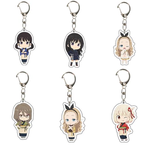 SUJEBRAN Lycoris Recoils Figure Schlüsselanhänger Anime Figur Cosplay Keychain Niedlich Tasche Car Key Accessories 6 Set von SUJEBRAN