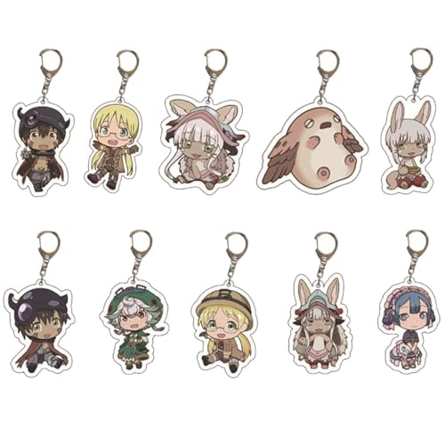 SUJEBRAN Made from Abyss Schlüsselanhänger Anime Figur Nanachi Keychain Made from Abyss Tasche Car Key Accessories 10 Set von SUJEBRAN