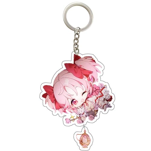 SUJEBRAN Madoka Magicas Schlüsselanhänger Anime Figur Keychain Madoka Magicas Mode Tasche Car Key Charms (1) von SUJEBRAN