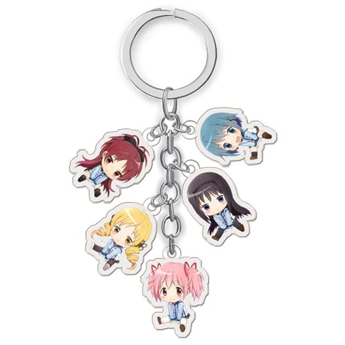 SUJEBRAN Madoka Magicas Schlüsselanhänger Anime Fünf Figures Key Chain Kollektionen Mode Tasche Charms von SUJEBRAN