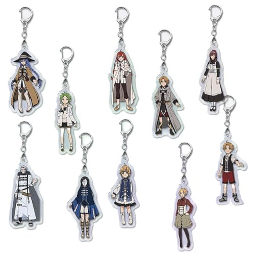 SUJEBRAN Mushokus Tensei Anime Schlüsselanhänger Manga Figur Keychain Mushokus Tensei Tasche Dekorationen 10 Set von SUJEBRAN