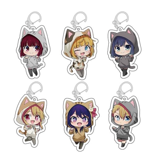 SUJEBRAN Oshi Noko Katze Thema Schlüsselanhänger 6 Set Hoshino Ai Cosplay Keychain Oshi Noko Cat Accessories Spielzeug von SUJEBRAN