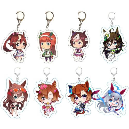 SUJEBRAN Pretty Derbs Figures Schlüsselanhänger Anime Keychain Pretty Derbs Niedliche Figur Cosplay Accessoires 8 Set von SUJEBRAN