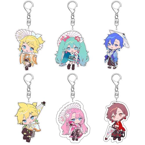 SUJEBRAN Projekt Sekairui Figures Schlüsselanhänger 6 Set Luka HatsunMiku Cosplay Keychain Projekt Sekairui Niedliche Figur Accessoires von SUJEBRAN