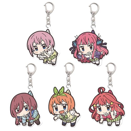 SUJEBRAN Quintessential Quintuplets Schlüsselanhänger 5 Pcs Anime Figur NakanoMiku Keychain Tasche Car Key Accessories von SUJEBRAN