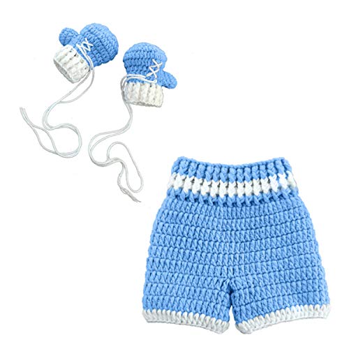 SUJOSAJU Neugeborene Fotografie Requisiten Baby Häkeln Gestrickt Boxhandschuh Hosen Outfit Baby Fotoshooting Kostüm Dusche Geschenk von SUJOSAJU