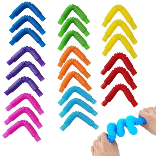 24 Stück pop Tubes, Bunte rohre Kinder Stretch, pop röhren sensorik Spielzeug, pop Tube, sensorische Spielzeug für Kinder und Erwachsene,Mini Pop Röhren Sensorik Spielzeug Pop Tube Toys von SULIUDAJI