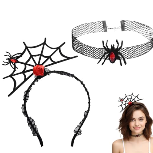 SULIUDAJI Spinnen Haarreif Damen Halloween, Karneval, Accessoire, Hexenhut Zubehör, Spinnennetz Haarreifen, Stirnband Spinnen Haarschmuck Kinder Damen Kopfbedeckung Hexenkostüm Zubehör von SULIUDAJI