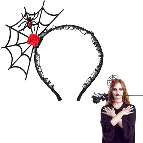 Spinnen Haarreif Damen Halloween, Karneval, Hexen Accessoire, Halloween Haarreifen Spinnen Haarschmuck Frauen Stirnband Fledermaus für Erwachsene Fasching Karneval Kostüm Party Hexenhut Spinnennetz von SULIUDAJI