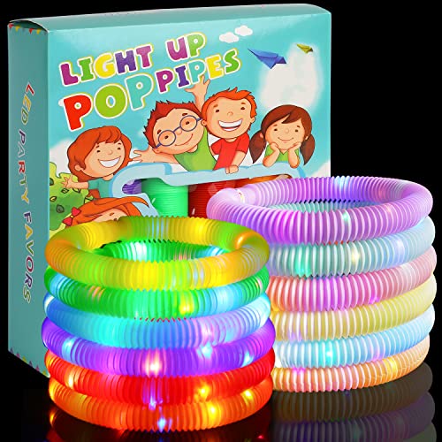 SULOLI 12 Leuchtend Pop Tubes Bunt Mini Pop Röhren LED Stretchrohr für Kinder Jugendliche Entlasten Stress Spielzeug Geschenk von SULOLI