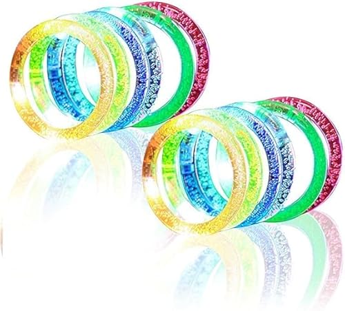 SULOLI 12 Stück LED Armband Set Bunt leuchtenden Armbänder für Hochzeit,dunkle Party,Glowing Sticks,Ketten,Weihnacht von SULOLI