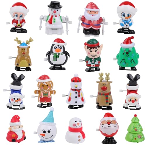 SULOLI 18 Stück Aufziehspielzeug Weihnachten,Uhrwerk Spielzeug von Weihnachtsmann Schneemann Pinguin für Kinder Weihnachtsfeier Geschenke Deko von SULOLI