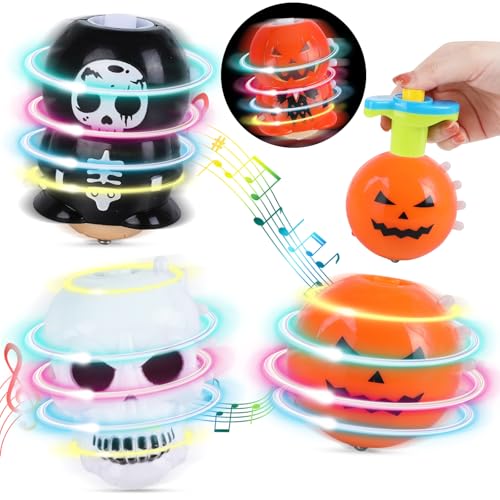 SULOLI 3 Stück Gyroskop Halloween-Spielzeug, Kampfkreisel mit Lichtern und Musik, Geschenk für Halloween-Partys für Kinder von SULOLI