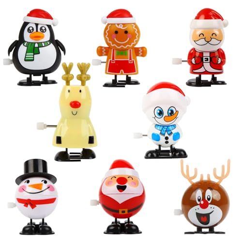 SULOLI 8 Stück Aufziehspielzeug Weihnachten,Uhrwerk Spielzeug von Weihnachtsmann Schneemann Pinguin für Kinder Weihnachtsfeier Geschenke Deko von SULOLI