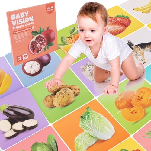 SULOLI Kontrastkarten,Visuelle Stimulation Lernkarten,Sensory Toys Karten für 12-36 Monate Baby zu der Gehirn Entwicklung(20 blätter) von SULOLI