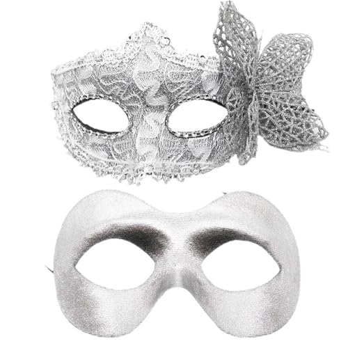 SUMMITDRAGON Paar Schwarze Partymasken Mit Elegantem Schmetterlingsdetail Einzigartiger Stil Mit Schmetterlingsseite Verziert Maskeraden Maskenzubehör von SUMMITDRAGON