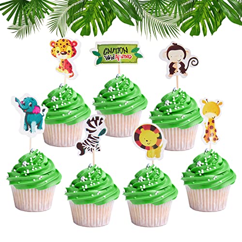 SUNBEAUTY Dschungel Tortendeko 24er Set Safari Kuchendeko Cake Toppers Geburtstag Dekoration Tropische Party Kindergeburtstag Torten Dekoration von SUNBEAUTY