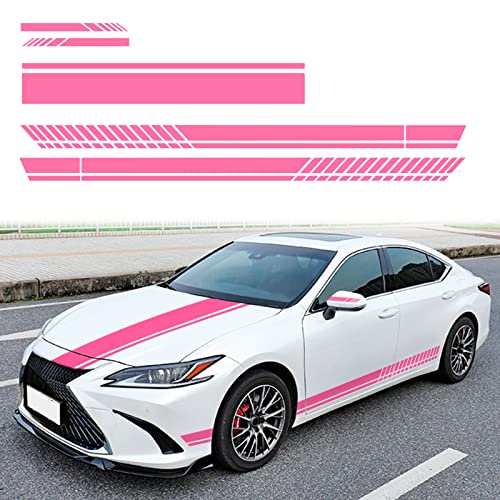 SUNBREATH 5PCS Car Hood Car Body Rearview Mirror Modified Sport Style Stripe Sticker Graphic Vinyl Racing Stripe Decal Decal Accessories Sticker for Cars Pink von SUNBREATH