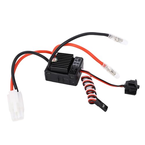 SUNFECILI 60A Gebürsteter ESC für 1/10 RC-Autos und Boote, 2A/5V Gebürsteter ESC, Wasserdichter Gebürsteter ESC, Hochleistungs-ESC-Geschwindigkeitsregler für Perfektes Fahrerlebnis von SUNFECILI