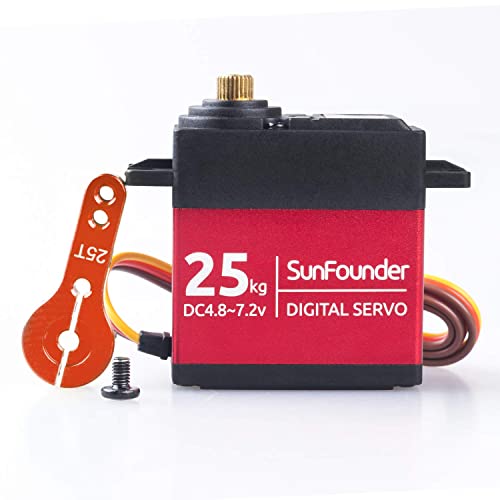 SUNFOUNDER 25KG Servomotor High Torque Servo, DS-S020 Metallgetriebe Digitales Servo, Metallgehäuse, Steuerwinkel 180 ° für RC Robot Cars Crawler Robot von SUNFOUNDER