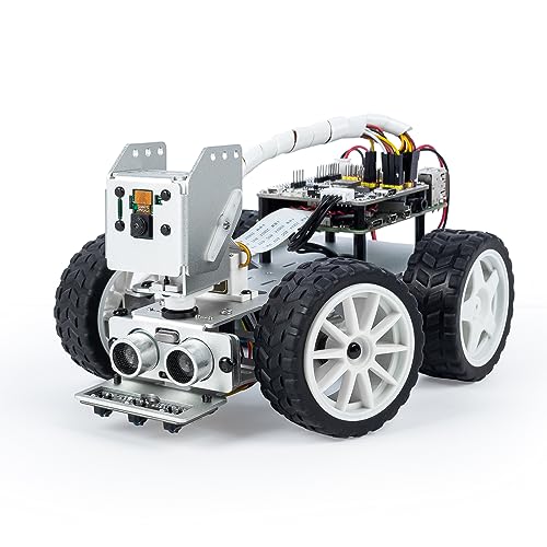 Picar-X AI Video Robot Car Kit für Raspberry Pi 5/4/3B+/3B, ChatGPT-4o Enabled mit Sprachsteuerung & Videoerkennung, Python, Scratch, Kamera, Mikrofon, Akku (RPI Nicht enthalten) von SUNFOUNDER