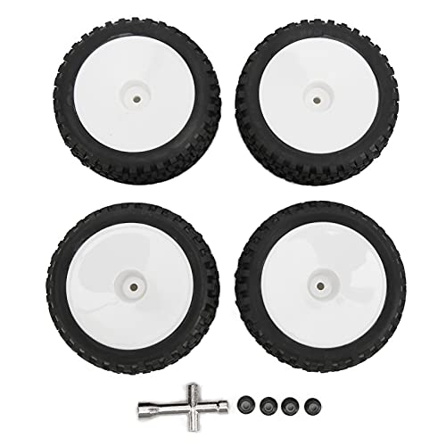 4 Stück RC Vorder- und Hinterräder und Reifen mit 12 Mm Sechskantschlüssel und Mutter für 1/10 RC Offroad-Auto-Upgrade-Teile(Weiß) von SUNGOOYUE