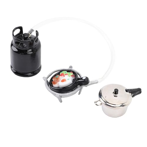 SUNGOOYUE 1/12 Miniatur-Herdmodell, Simulierter Schnellkochtopf, Bratpfanne und Ständer, Küchen-Kochset aus Kunststoff für 1:12 Puppenhaus-Dekoration SUNGOOYUE 1/12 Miniatur-Herdmodell, Simulierter Schnellkochtopf, Bratpfanne und Ständer, Küchen-Kochset aus Kunststoff für 1:12 Puppenhaus-Dekoration von SUNGOOYUE