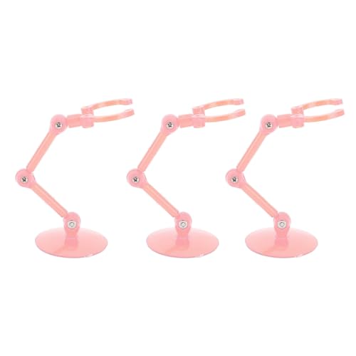 SUNGOOYUE 10 Stück Action-Figuren-Ständer, Puppen-Display-Halter, Action-Figuren-Halterung, Gute Stabilität, Tragbarer Kunststoff-Action-Figuren-Display-Halter, (transparentes Rosa) von SUNGOOYUE