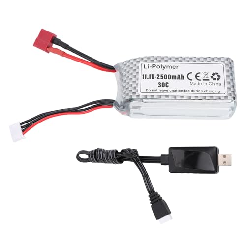 SUNGOOYUE 11,1 V 2500 MAh 3S Li-Ionen-RC-Bootsakku mit Ladegerät, Wiederaufladbarer Hochleistungs-Lipo-Akku für RC-Autos, Drohnen und Marines SUNGOOYUE 11,1 V 2500 MAh 3S Li-Ionen-RC-Bootsakku mit Ladegerät, Wiederaufladbarer Hochleistungs-Lipo-Akku für RC-Autos, Drohnen und Marines von SUNGOOYUE