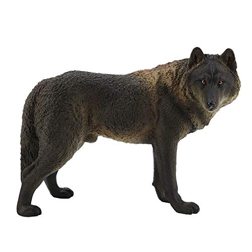 SUNGOOYUE Hohe Simulation Wildlife Tiermodell Spielzeug, Wolf Form Spielzeug Sammlung Figur Dekor Ornament für Mädchen Kleinkind(M-771 großer schwarzer männlicher Wolf) von SUNGOOYUE