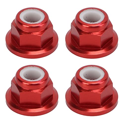 SUNGOOYUE RC Auto Muttern mit Flansch, 4 Stück RC Auto Muttern - M4 Aluminiumlegierung 4 Mm Innendurchmesser RC Auto Zubehör Passend für 1/10 Ferngesteuertes Fahrzeug(rot) von SUNGOOYUE