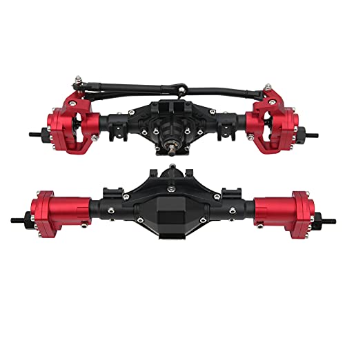 SUNGOOYUE Vorder- und Hinterachsbaugruppe, Antriebswellen-Upgrade-Teile, RC-Car-Achsenzubehör für Axial SCX10 II 90046 90047 (Schwarz Rot) von SUNGOOYUE