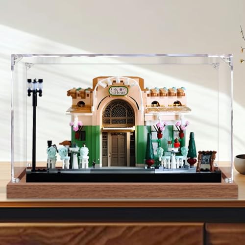 Figuren Display Box für LE-GO für 10362 Frencch Ca-fé Acryl Aufbewahrungsbox Staubdicht Transparent Box Custom Vitrine Aufbewahrungsbox (kein Modell) (Holz+2mm) von SUNHON