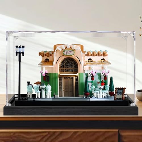 Figuren Display Box für LE-GO für 10362 Frencch Ca-fé Acryl Aufbewahrungsbox Staubdicht Transparent Box Custom Vitrine Aufbewahrungsbox (kein Modell) (Schwarz + 3 mm) von SUNHON