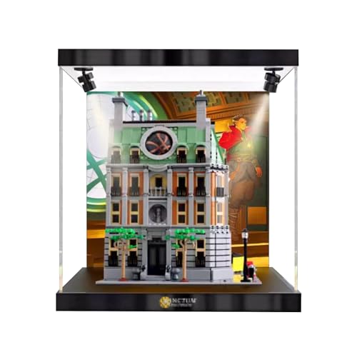 Figuren Display Box für LEGO 76218 für San-ctum Sanctorrum Acryl staubdicht transparent Custom Vitrine (kein Modell) (Hintergrund B + Spotlights) von SUNHON