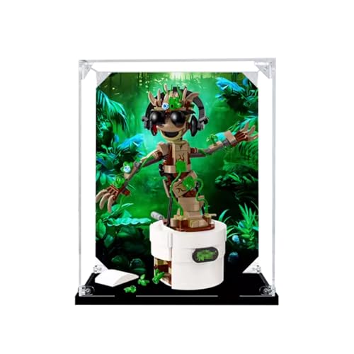 Figuren Display Box für LEGO 76297 für tanzendes Grroot Fahrzeug LR-V Acryl staubdicht transparent Custom Vitrine (kein Modell) (Hintergrund B) von SUNHON