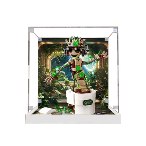 Figuren Display Box für LEGO 76297 für tanzendes Grroot Fahrzeug LR-V Acryl staubdicht transparent Custom Vitrine (kein Modell) (Hintergrund C) von SUNHON