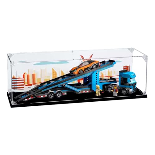 Figuren Display Box für LEGO für 60408 für Ci-ty C-ar Transporrter Truck Acryl staubdicht transparent Custom Vitrine (kein Modell) (Hintergrund A) von SUNHON