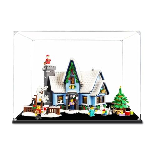 Figuren-Displaybox für LE-GO für 10293 Santta's Vi-sit Acryl staubdichte, transparente kundenspezifische Vitrine (kein Modell) (schwarz + 2 mm) von SUNHON