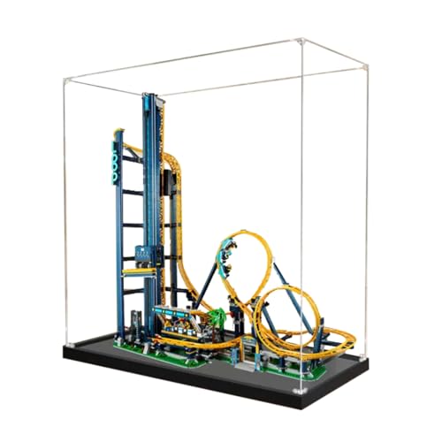 Figuren-Displaybox für LE-GO für 10303 für Lo-op-Untersetzer, Acryl, staubdicht, transparent, benutzerdefinierte Vitrine (kein Modell) (schwarz + 2 mm) von SUNHON