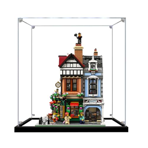 Figuren-Displaybox für LE-GO für 10350 Britiish Street Corrner Acryl, staubdicht, transparent, benutzerdefinierte Vitrine (kein Modell) (Spiegel + 2 mm) von SUNHON