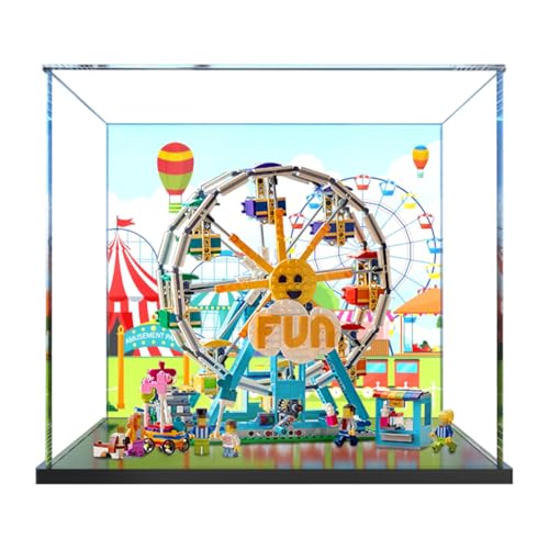 Figuren-Displaybox für LE-GO für 31119 Riesenrad, Acryl, staubdicht, transparent, benutzerdefinierte Vitrine (kein Modell) (Hintergrund B) von SUNHON