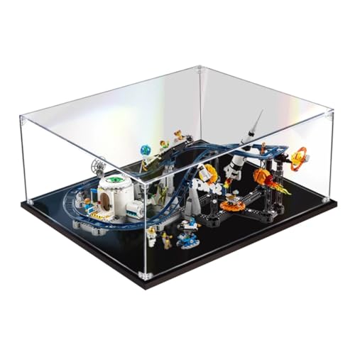 Figuren-Displaybox für LE-GO für 31142 für Spa-ce Rolller Coasster Acryl staubdicht transparent Custom Display Case (kein Modell) (schwarz + 3 mm) von SUNHON