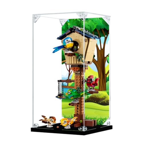 Figuren-Displaybox für LE-GO für 31143 Vogelhaus, Acryl, staubdicht, transparent, benutzerdefinierte Vitrine (kein Modell) (Hintergrund B) von SUNHON