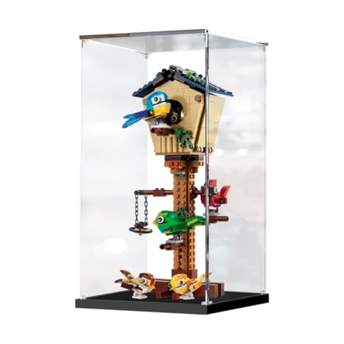 Figuren-Displaybox für LE-GO für 31143 Vogelhaus, Acryl, staubdicht, transparent, benutzerdefinierte Vitrine (kein Modell) (schwarz + 2 mm) von SUNHON