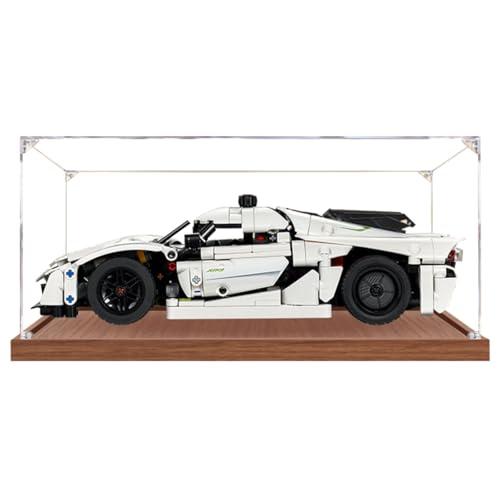 Figuren-Displaybox für LE-GO für 42184 für weißes Hyperccar Acryl, staubdicht, transparent, benutzerdefinierte Vitrine (kein Modell) (Holz+2 mm) von SUNHON