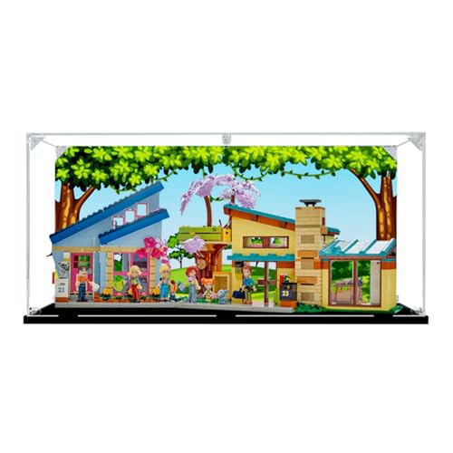 Figuren-Displaybox für LE-GO für 42620 Familienhäuser Acryl staubdicht transparent benutzerdefinierte Vitrine (kein Modell) (Hintergrund A) von SUNHON