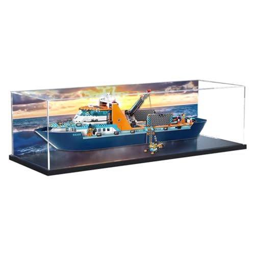 Figuren-Displaybox für LE-GO für 60368 Polar Giiant Ship Expeditiion Ship Acryl staubdicht transparent benutzerdefinierte Vitrine (kein Modell) (Hintergrund B) von SUNHON